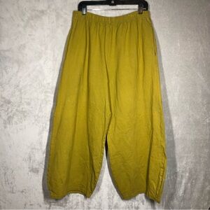 Pacificotton by Bryn Walker Wide Leg Sweat Pants Women’s L Green Lagenlook Artsy